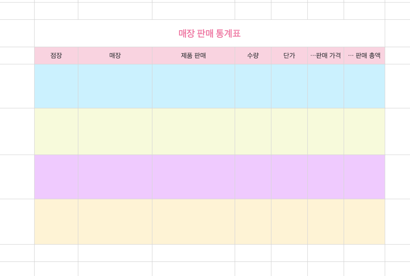 매장 판매 통계표